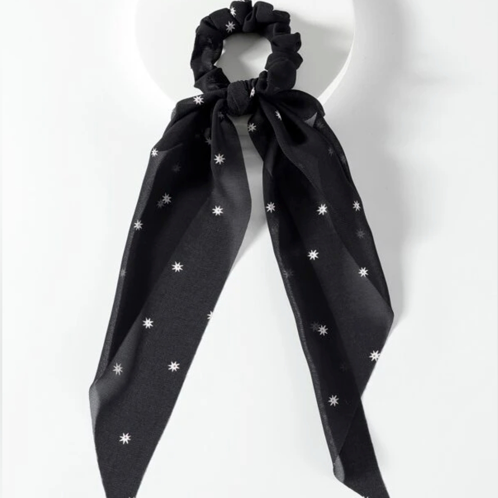 Black Scarf Scrunchie Hair Tie